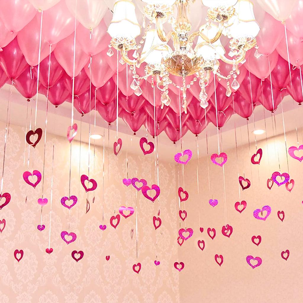 100pcs\bag Valentine's Day Love Pendants (with Lanyard), Wedding and Birthday Party Decorations, Sequin Pendants