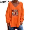 Autunno Inverno Donna Tinta Unita Scollo a V Manica Lunga Larga Casual Comoda T-shirt Top