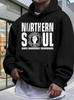Northern Soul Grafikdruck Hoodie - Gemütlicher Pullover mit Fleecefutter für Herbst/Winter