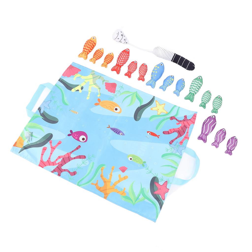 Cloth Fishing Game Hook and Loop Educational Color Matching Soft Fabric Fishing Toys for Toddlers