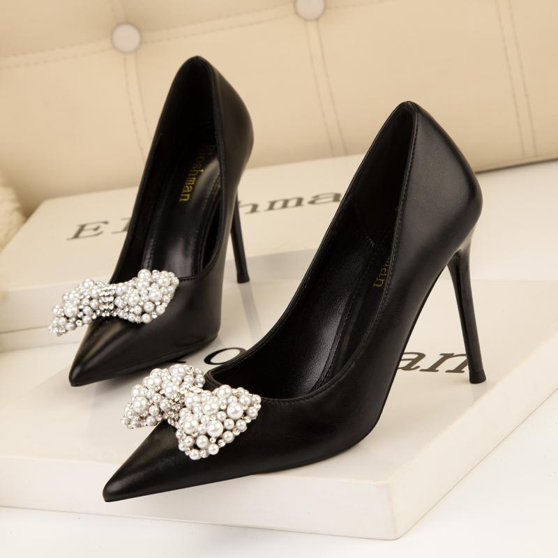 Fashion Women's Shoes High Heels Women 2025 New Wedding Shoes Banquet Shoes Rhinestone Bow Stiletto Heel Sexy Party Single Shoes Pumps