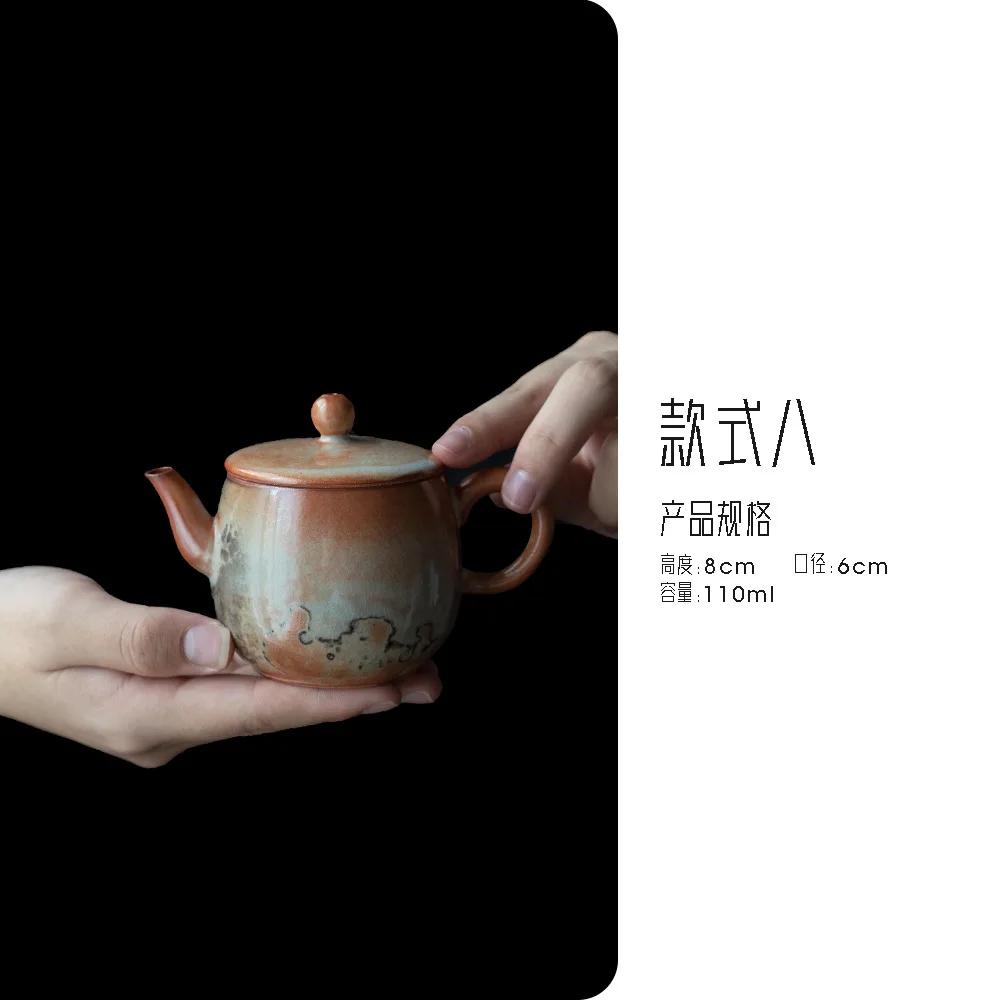 Japanese Ink Wood-fired Porcelain Teapot Retro Stoneware Scholar's Pot Chinese Tea Brewing Kettle Tea Ceremony Accessories Craft
