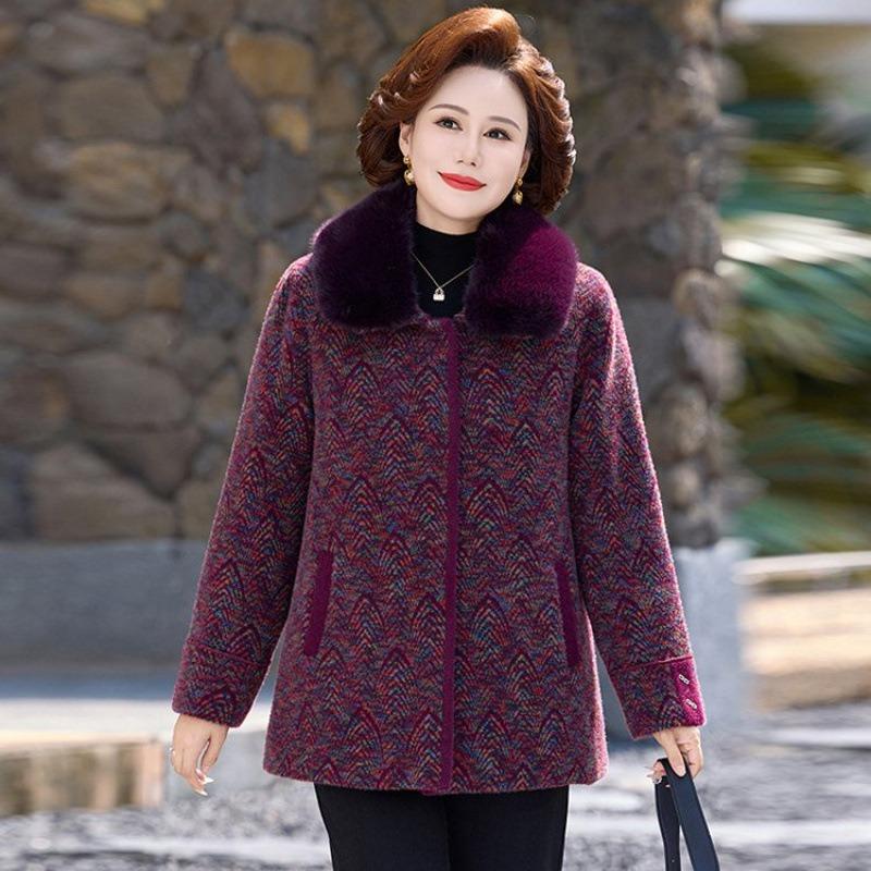 Winter mink coat velvet women's thickened coat old lady warm clothes