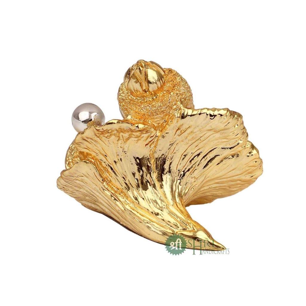 Lord Ganesha Idol Gold & Silver Murti for Good Luck & Success Living Room Home and Office Décor & Gifts (3x4x6cm)