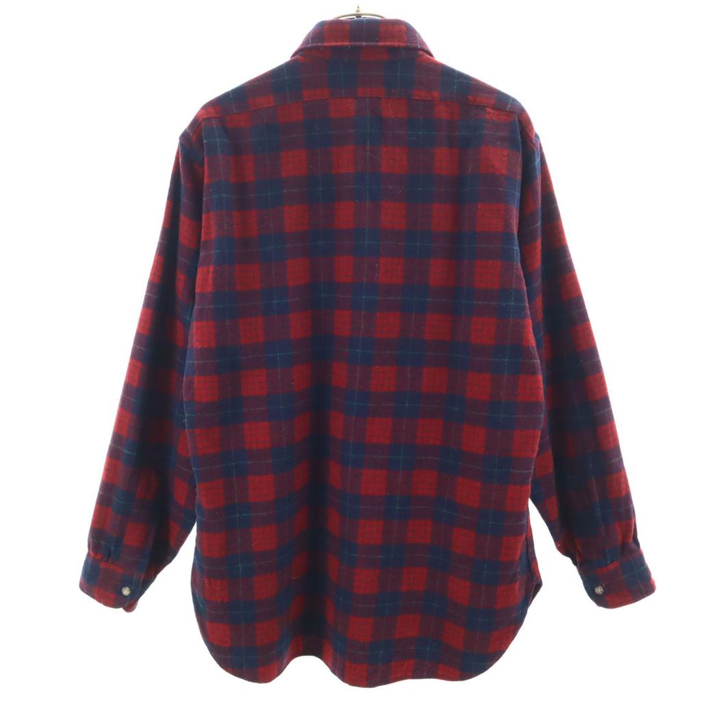 PENDLETON 70s Made In USA Vintage Check Pattern Long Sleeve Flannel Shirt Men's Used