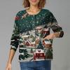 Women's Casual Long-Sleeved Single-Breasted Christmas-Themed Print  Cardigan