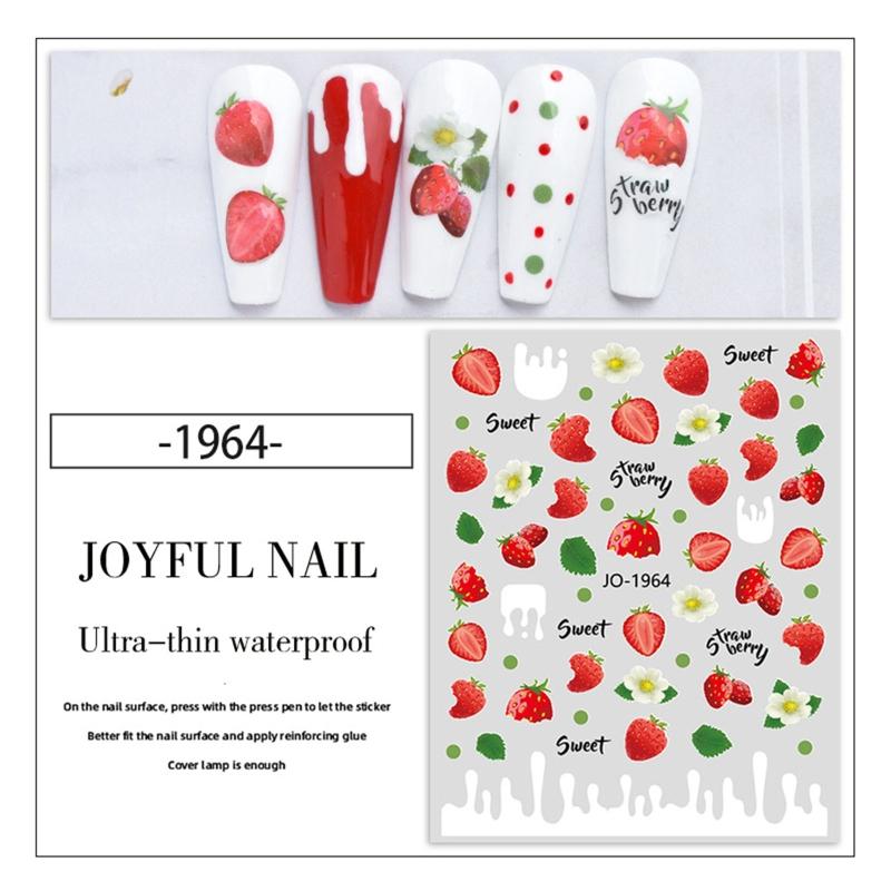 6Sheet Summer Fruit Nail Stickers Decals For Self-Adhesive Nail Art Stickers For Gel Polish DIY Nail Art Decorat