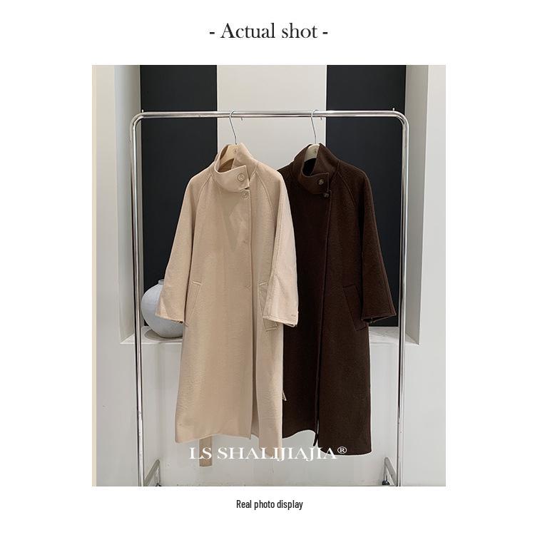 LS 2024 Women's High-End Cashmere Trench Coat - High Neck, Warm, Relaxed Fit