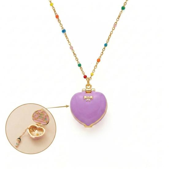 Openable Heart Charm Necklace Heart Box Pendant With Mini Figurine 1 Pc