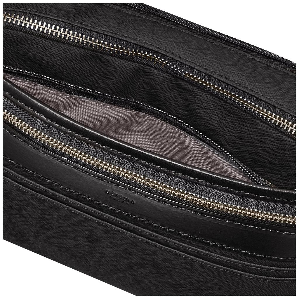 Ultima Tokyo Men's Silvio Shoulder Bag, Cotton Canvas and Leather, Black, Free Size (59639)