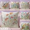 Spring Flowers Cushion Cover Natural Linen Organic Fabric DoubleSided Printing Couch Pillow Covers Home Decor
