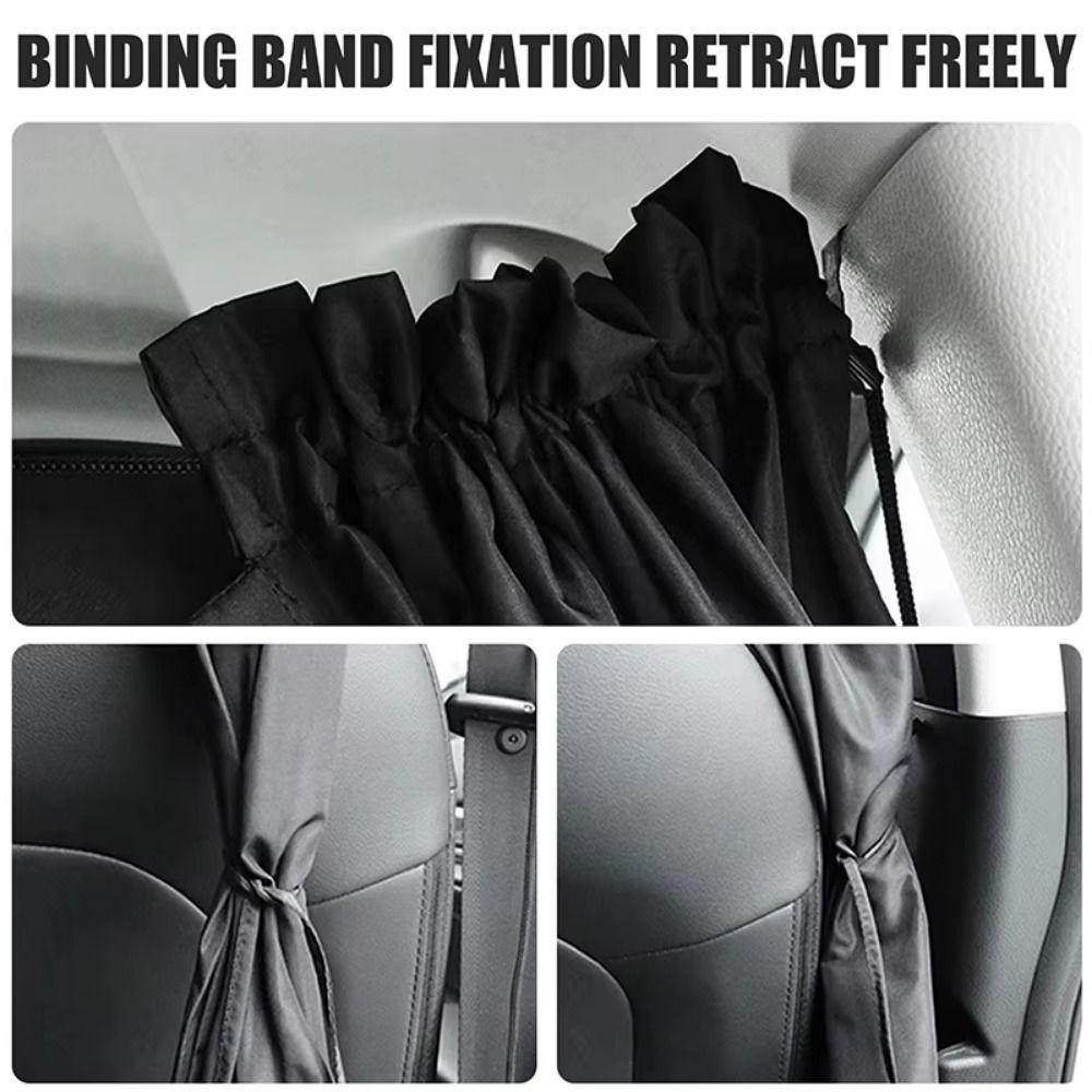 2/4Pcs Retractable Car Privacy Partition Curtain Black Seat Divider Curtain Rear Seat
