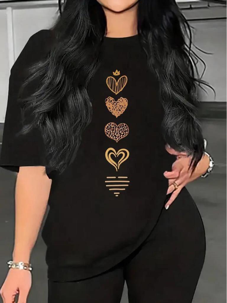 Valentinstag Herz Rundhals Damen Kurzarm Oberteil - Kostenloser Versand