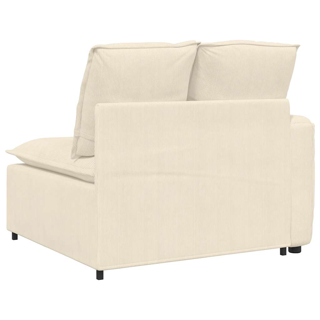 Modular Sofa End Module with Armrest and Cushions Cream 100 Cm