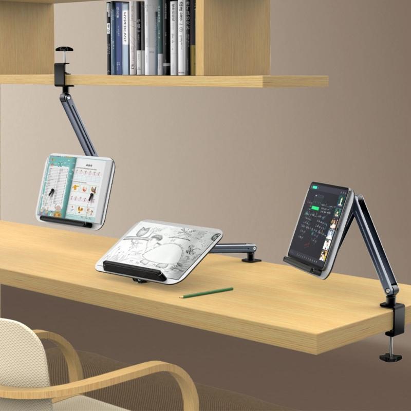 MultiAngle Swivels Laptop Support Arm Mount, Ergonomic Reading Mount with Clip for Tablets and Notebook with Solid Clip