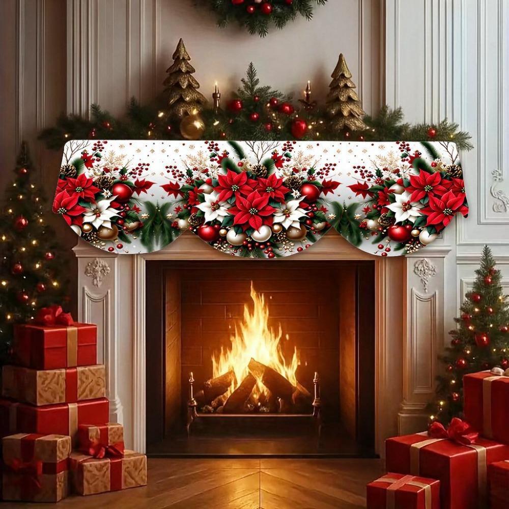 Non-slip Christmas Fireplace Scarf Snowman Santa Claus Pattern Xmas Fireplace Cover New Year