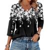 Women's V Neck 3/4 Sleeve Tops Casual T Shirts Basic Summer Tees Loose Fit Fall Pullover Tunic