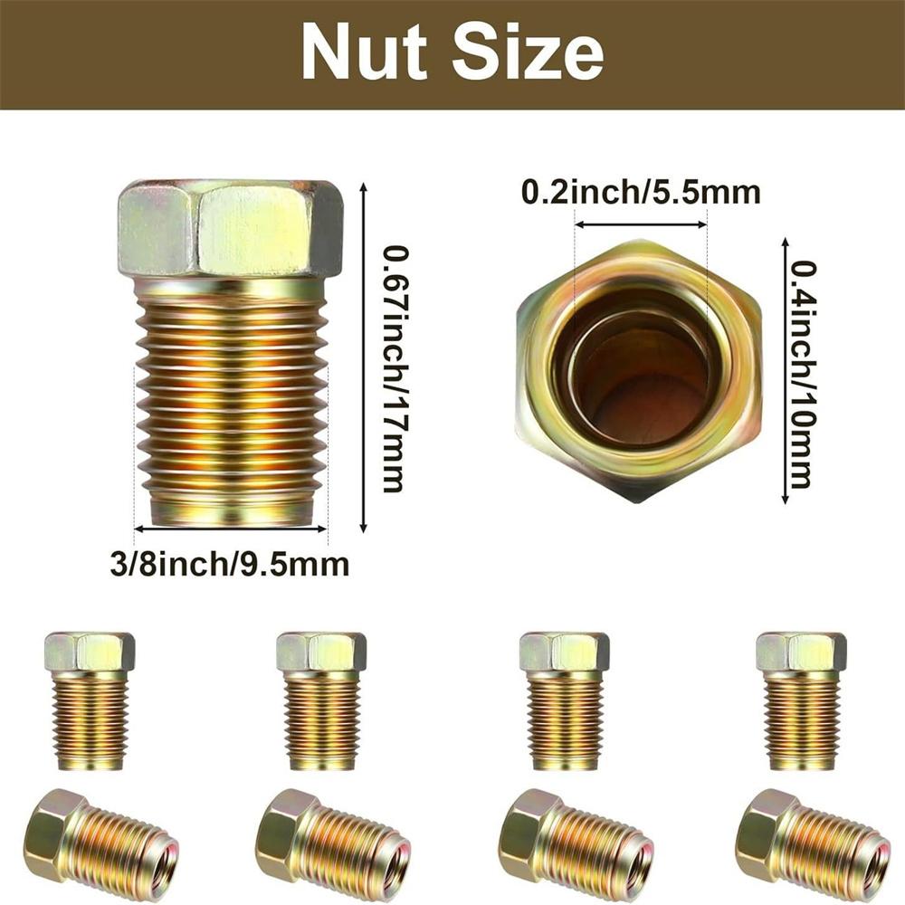 12-teiliges Bremsleitungsverschraubungs-Kit mit 3/8 Zoll-24 Gewinden für 3/16 Zoll Bremsleitungsrohr