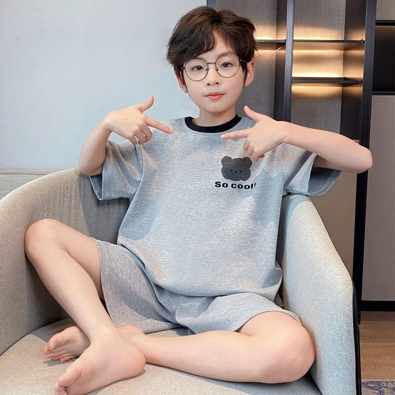 Boys Cotton Short Sleeve Pajama Set Lightweight Sleepwear Kids 8 Years Cartoon Print Home Outfit