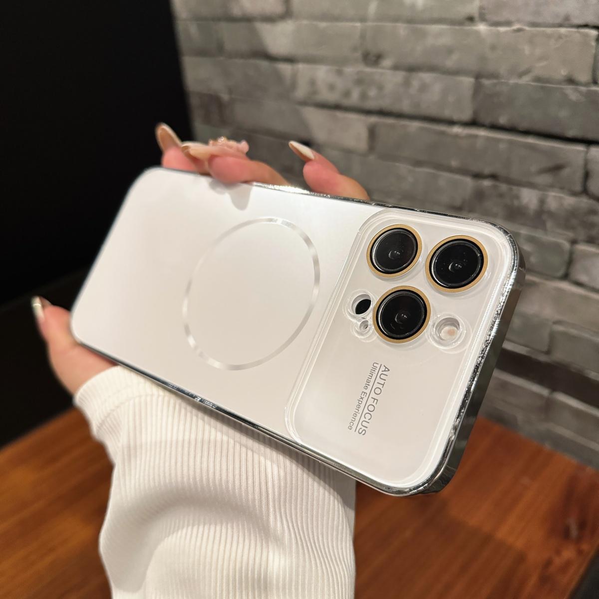 

Nanometer Frosted Large Lens Glass Protect For Magsafe Case For iPhone 17 16 15 14 Pro Max Magnetic Wireless Charge Cover iPhone17 Pro