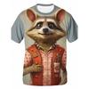 3d Print Funny Animal Raccoon T-Shirt for Men Summer Casual Short Sleeve T Shirt Streetwear Men's Oversized Crew Neck Tee Shirt