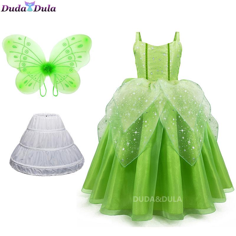 Girls Princess Tiana Dress Up Costume Cosplay Princess and The Frog Clothing Birthday Party Halloween Fancy Ball Gown