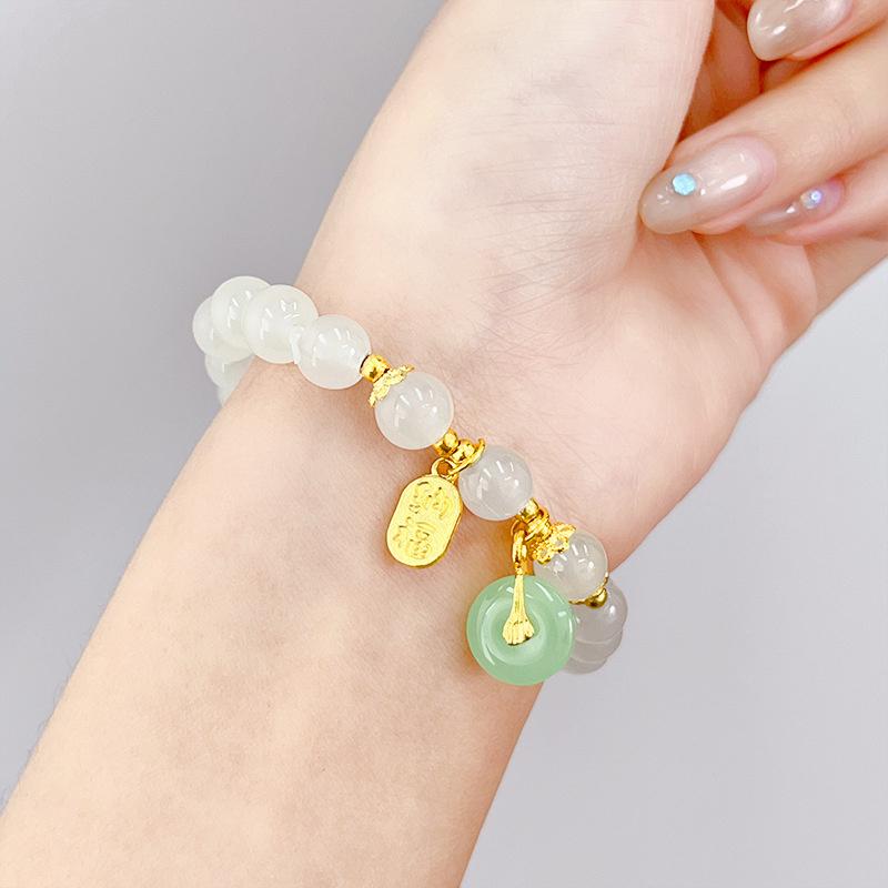 Korean Pink Crystal Flowers Butterfly Pendant Beaded Bracelet For Women Sweet Beads Chain Bracelets Girlfriend Jewelry Gifts