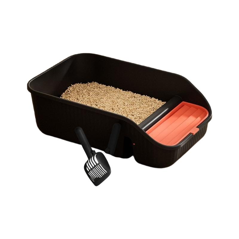 Cats Toilet with Litter Shovel Nonspill High Wall Smoothly Surfaces Litter Box for Kittens Use Easy Cleaning