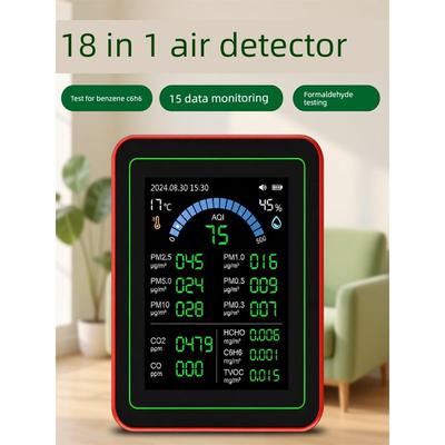 18-in-1 High-Precision Co Formaldehyde Benzene C6h6 Detector New Arrival Data Storage Import Computer HCHO For Home