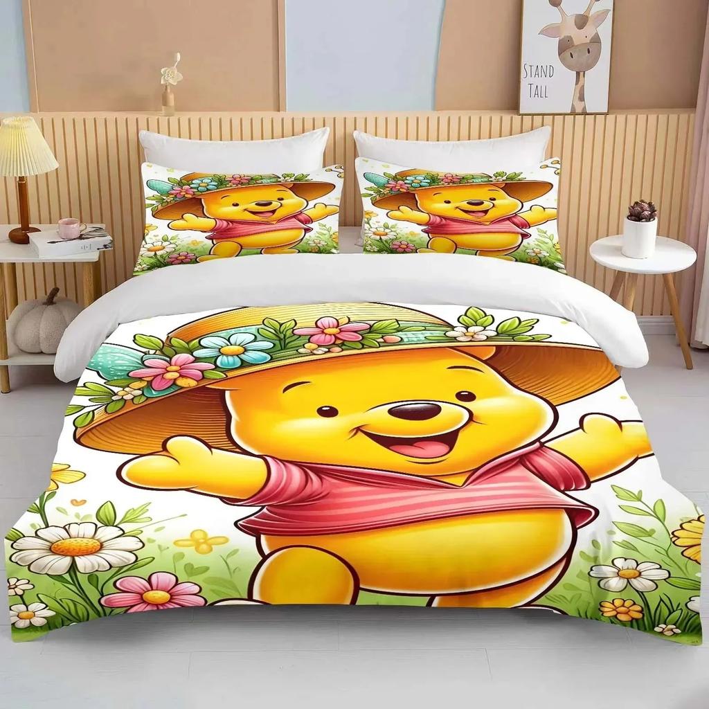 Kubuś Puchatek Poszewki na pościel Zestaw pościeliKreskówkowy Niedźwiedź Poszewka Nowoczesny Nadruk Zestaw 2/3-elementowy 1 Poszewka na łóżkoPrezenty Urodzinowe
