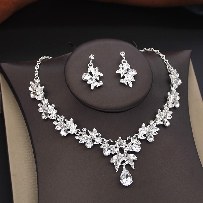 Princess Bridal Jewelry Sets for Women Wedding Crown Tiaras and Choker Necklace Earrings Bride Party Costume Jewelry Accessories
