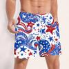 Men Swim Trunks Drawstring Waist 3D Star Print Quick Dry Board Shorts with Mesh and Side Pockets