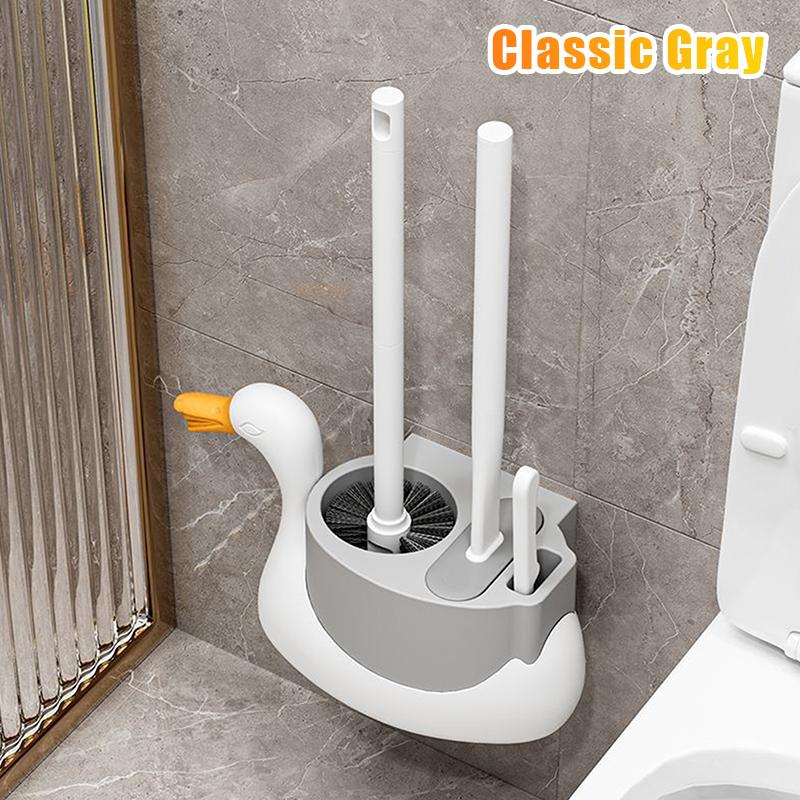 Creative Swan Toilet Brush Set, 3-in-1 Wall-Mounted Household Multifunctional Luxury Bathroom Gap Brush