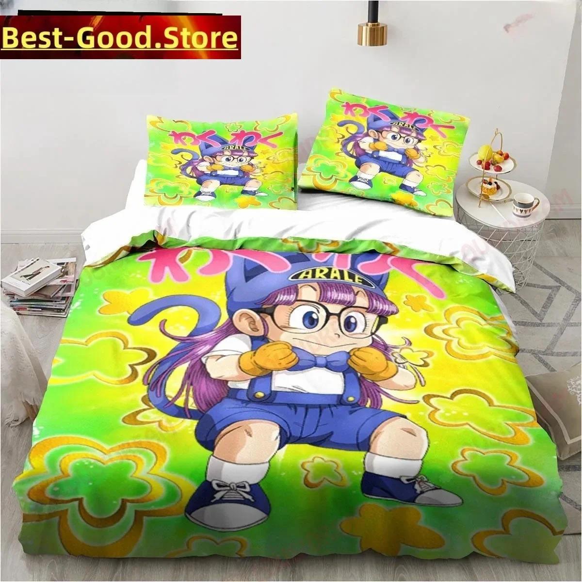 

Одеяло Новое Милый Мультяшный Dr S-Slump Arale Аниме Комплект Постельного Белья Простыня King Twin Double Детский Комплект Постельного Белья Микрофибра Или Полиэстер Comforter (quilt)-EU Single(135*200cm)3pcs