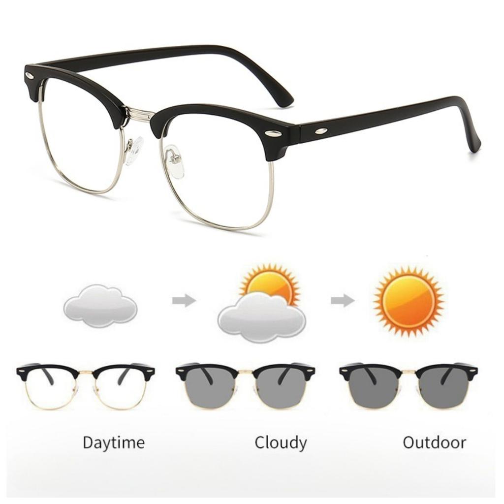 Pochromic Glasses Anti Radiation Metal Anti Blue Light Eyeglass for Women Men Replaceable Lens Glasses
