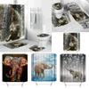 Elephant Shower Curtain Waterproof Polyester Mildew Free Bathroom Curtains