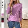 2025 Autumn and Winter New Solid Color Round Neck Pullover Knitted Base Shirt Long Sleeve Versatile Elegant Casual Sweater