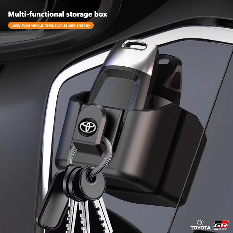 Auto Schlüssel Aufbewahrungsbox Organizer Sonnenbrille Karten Schlüsselanhänger Halter Clip Für Toyota Corolla Yaris CHR Aygo RAV4 Camry Prado Hilux Prius