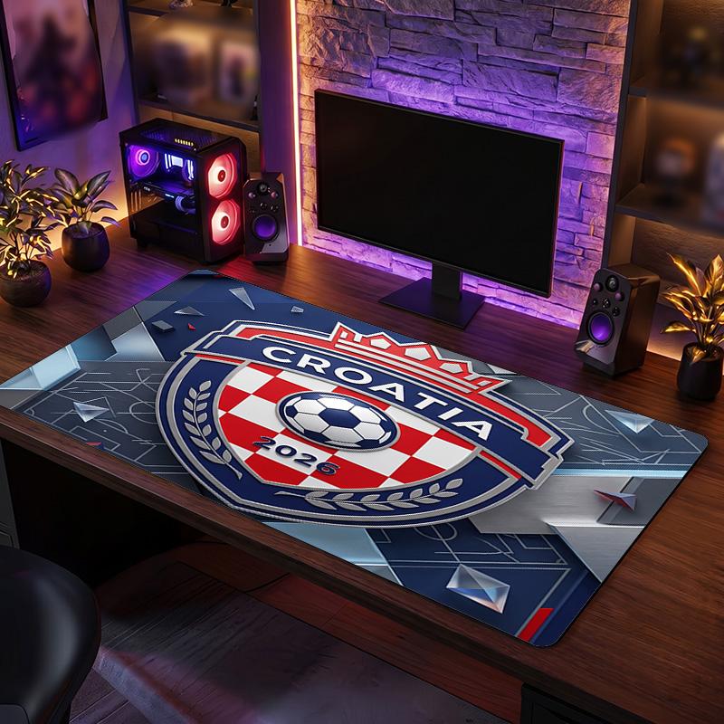 Croatia Football Crest Mouse Pad, Extended Non Slip Rubber Desk Mat for Gaming Office Laptop Fan Gift