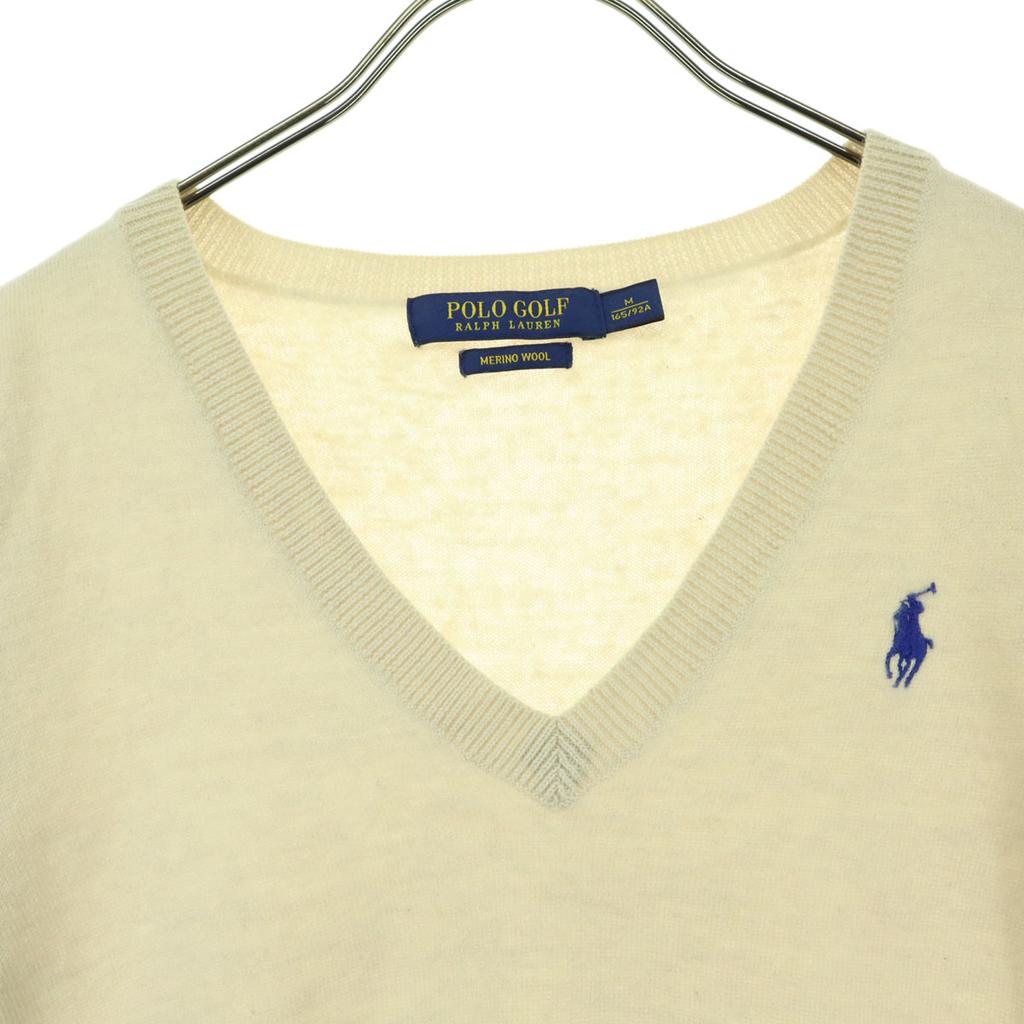POLO GOLF RALPH LAUREN Long sleeve V neck knit M beige Women Used