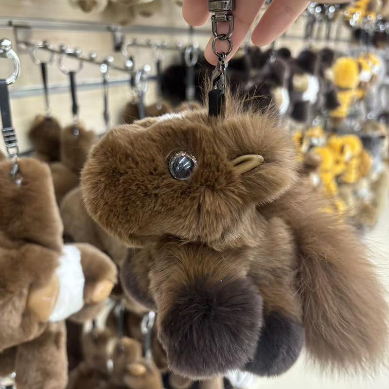 Rex Rabbit Fur Pony Keychain: Cute Cartoon Horse Doll Event Gift