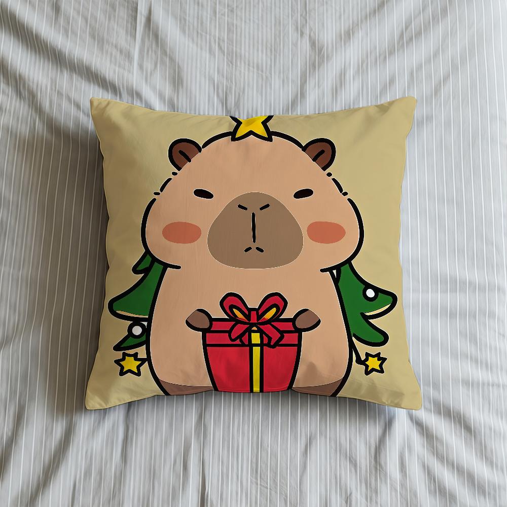 Cushion Cover Soft Case For Sofa Living Room Home Cute Capybara Comfortable Office Decor Christmas Protective Pillow Covers