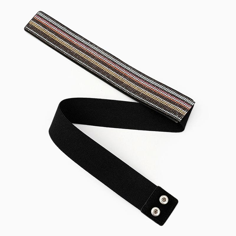 1Pc Full Diamante Wide Women's Ladies Dress Imitation Leather Stretch Waistband Rhinestone Belt