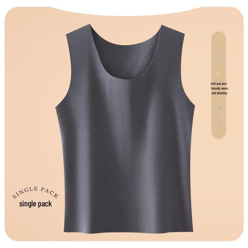 Men's Winter Velvet Thermal Vest - Thickened Base Layer with Warm Belly Patch