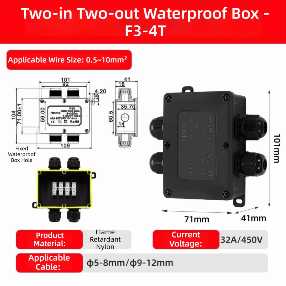 2-6 Way Trunking Connectors IP68 Rated IP68 Waterproof Junction Box  Outdoor Use