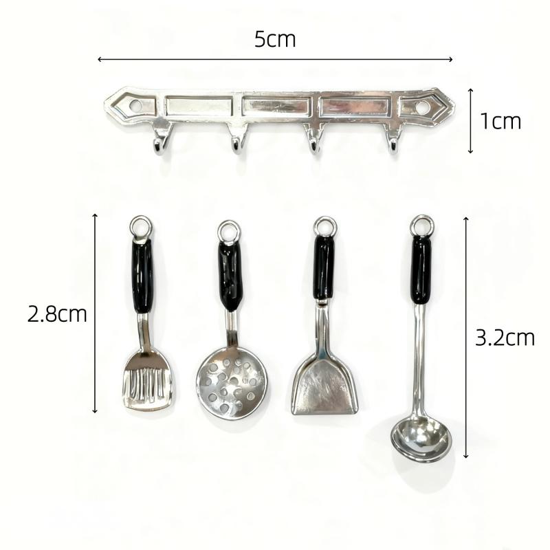 1 Set Simulation Models Dollhouse Vertical Hanging Spatula Soup Spoon Funnel Miniature Kitchen Scene Tools Diy Decoration