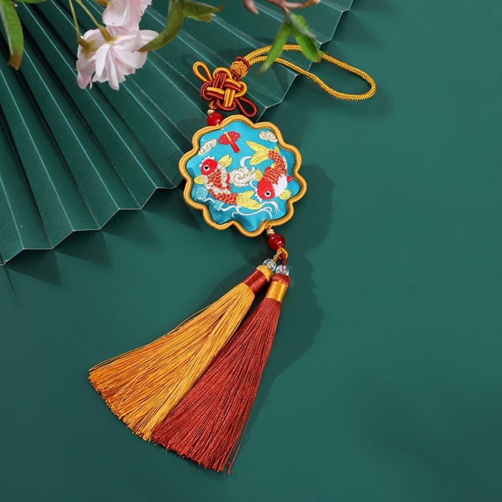 Creative Dragon Boat Festival Sachet Bag Double Sided Chinese Style Dragon Boat Festival Blessing Pouch Traditional with Tassel