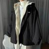 Giacca in Lana d'Agnello da Donna Autunno Inverno Versione Coreana Larga Workwear Studente Giubbotti di Cotone Cappotto Caldo con Cappuccio da Donna