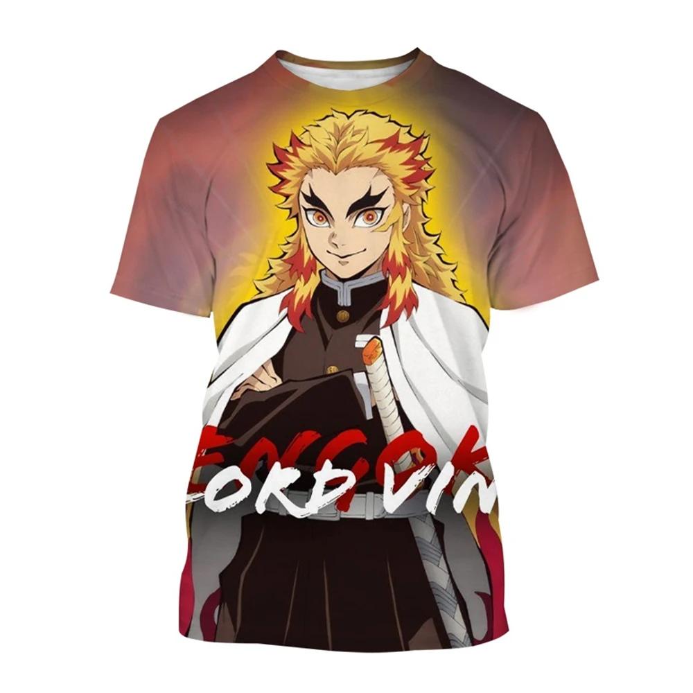 Hot Selling Anime Cartoon Characters of Rengoku Kyoujuru Hot Blooded Hip-hop Cool Street Personality 3D Printed T-shirt