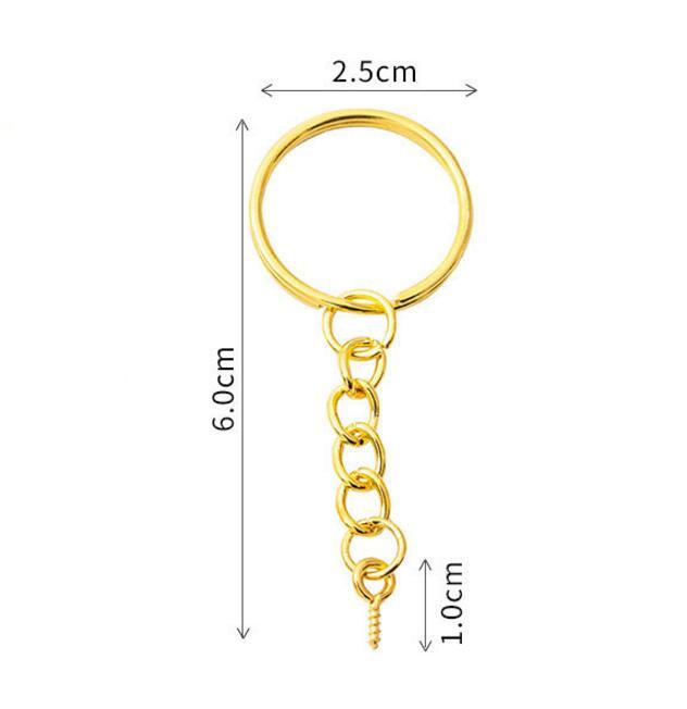 10pcs/lot 25 30mm DIY Key Chains Gold Bronze Color Keyring Keychain Short Chain Split Ring Key Rings Jewelry Finding Accessories